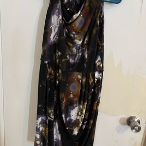 Calvin Klein Black Multi-Color Draped Mini Dress